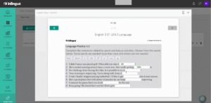 inlingua Virtual Classroom_main viewing panel with an example exercise
